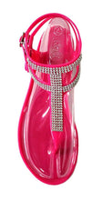 Kali Footwear Women's Clara Jelly T-strap Rhinestone Flat Gladiator Sandals