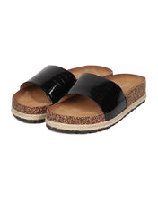Women Patent Footbed Sandal - Reptile Slide - Molded Footbed Slipper - GH93 By Nature Breeze
