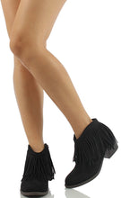 Soda Women's Jervis Faux Suede Double Fringe Moccasin Ankle Boots, British Tan, 5.5 M US