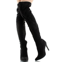 Breckelle's Beverly-15 Women Faux Suede Pointy Toe Stiletto Heel Thigh High Boot