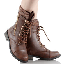 Forever Link Womens Mango-31 Round Toe Military Lace Up
