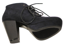 Bella Marie Goldie-21 Women's almond toe platform lace up chunky heel ankle high suede booties