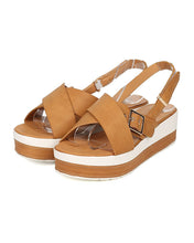 Women Leatherette Platform Wedge Sandal - Two Tone Wedge - Slingback Heel Sandal - GH62 By Nature Breeze