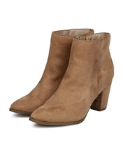 Breckelles GA93 Women Faux Suede Pointy Toe Chunky Heel Bootie