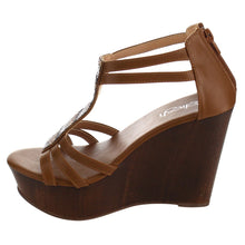 Refresh IE24 Women's T-strap Back Zipper Platform Wedge Sandal