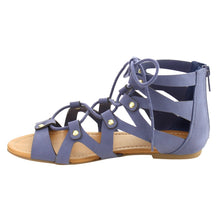 Soda Women's Open Toe Lace Up Strappy Ankle Flat Sandals