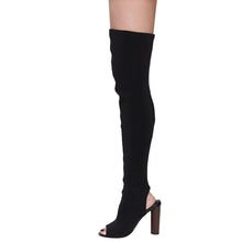 Cape Robbin CONNIE-1 Womens Lycra Over the Knee Thigh High Peep Toe Boots