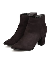 Breckelles GA93 Women Faux Suede Pointy Toe Chunky Heel Bootie