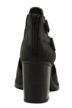 Women's Soda Scribe Cut Out Sides Block Heel Ankle Bootie
