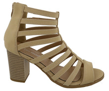 Top Moda Women's Cutout Zip Back Stacked Chunky Heel Sandal