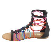 Women's Ankle High Elastic Gladiator Sandals Elastic Straps Flats