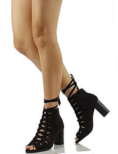 Delicious Women's Hewitt Faux Suede Lace Up Thick Crisscross Lace Stacked Heel Ankle Bootie