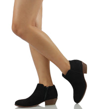 Wild Diva Women's Round Toe Stacked Heel Low Heel Western Ankle Bootie