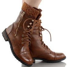 Forever Link Womens Mango-31 Round Toe Military Lace Up