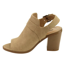 Soda Women's Slingback Stacked Chunky Heel Peep Toe Bootie