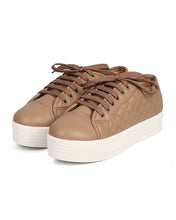 Breckelles DI87 Women Leatherette Quilted Cap Toe Flatform Sneaker