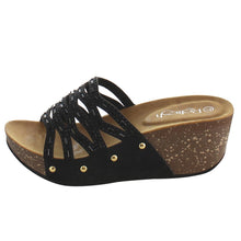 Refresh IF01 Women's Cutout Stud Rhinestone Slide In Wedge Sandal