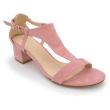 Nature Breeze - Women's T-strap Cutout Side Block Heel Dress Sandals, Trendy Shoes 4 Her