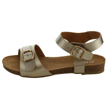 Refresh IE26 Women's Metallic Buckle Ankle Strap Flat Beach Sandal