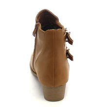 Top Moda Cl-14 Women's Buckle Straps Stacked Low Heel Ankle Booties