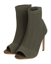 Cape Robbin GK04 Women Knitted Peep Toe Stiletto Sock Bootie