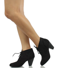 City Classified Women's Owena Lace Up Chunky High Heel Ankle Bootie