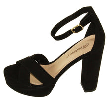 Breckelle's Women's Bella-43 Faux Suede Adjustable Ankle Strap Platform Block High Heels