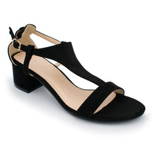 Nature Breeze - Women's T-strap Cutout Side Block Heel Dress Sandals, Trendy Shoes 4 Her