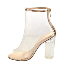 X2B FG97 Women's Ankle High Peep Toe Lucite Heel Bootie Sandals