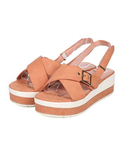 Women Leatherette Platform Wedge Sandal - Two Tone Wedge - Slingback Heel Sandal - GH62 By Nature Breeze