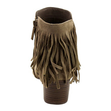 Breckelles GK88 Women Faux Suede Fringe Chunky Heel Ankle Boot