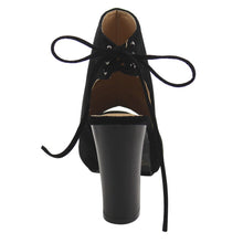 Chase & Chloe EC79 Women's Back Lace Up Cut Out High Block Heel Ankle Booties
