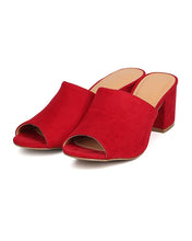 Women Faux Suede Chunky Heel Mule - Casual, Everyday, Dressy - Peep Toe Pump - GC40 By Wild Diva