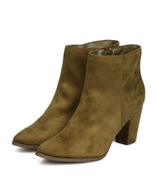 Breckelles GA93 Women Faux Suede Pointy Toe Chunky Heel Bootie