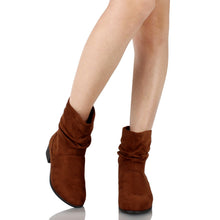Soda Energy Women's Slouchy Pull On Low Block Heel Ankle Booties