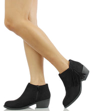 Soda Women's Doctor Faux Suede Fringe Round Toe Low Heel Ankle Boot , Clay, 6 M US