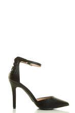 Breckelles Womens Pointy Closed Toe Ankle Strap Lace Up High Heel Pump Sandal
