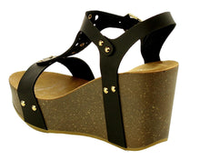 Refresh Footwear Women's Cutout T-Strap Wedge Heel Sandal