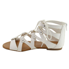 Soda Women's Open Toe Lace Up Strappy Ankle Flat Sandals