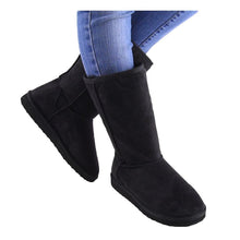 Soda Women's Soong Comfort Faux Suede Fur Mid- Calf Flat Boot, Nat, 8 M US