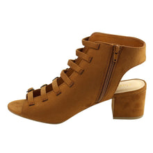 City Classified Women's Strappy Buckle Open Toe Chunky Stacked Heel Ankle Bootie