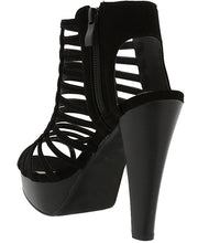 Top Moda EH44 Women's Strappy Caged Gladiator Zipper Block Ankle Booties Heels