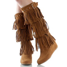 Nature Breeze Womens Bridget Knee High Moc-Toe Wedge Boots