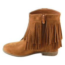 Refresh AD15 Women's Fringe Hidden Wedge Heel Side Zipper Ankle Booties
