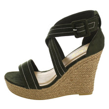 Refresh IE53 Women Stitched Criss Cross Strap Espadrille Platform Wedge Sandals