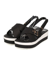 Women Leatherette Platform Wedge Sandal - Two Tone Wedge - Slingback Heel Sandal - GH62 By Nature Breeze