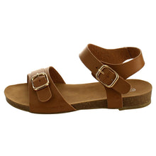 Refresh IE26 Women's Metallic Buckle Ankle Strap Flat Beach Sandal