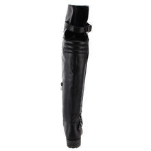 NATURE BREEZE FE58 Women's Buckle Strap Ribbed Over The Knee Riding Boots