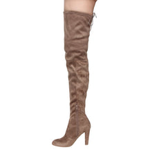Wild Diva Lounge FF18 Women's Drawstring Stretchy Over The Knee Block Heel Boots