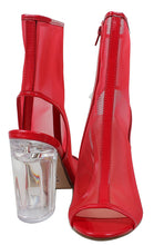 Delicious Women's Ope Toe Mesh Block Chunky Clear Perspex Heel Ankle Boot Bootie